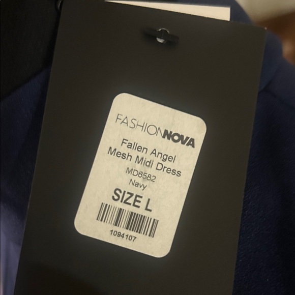 Fashion Nova Navy Blue Long Sleeve Dress with sheer sleeves - Picture 9 of 9